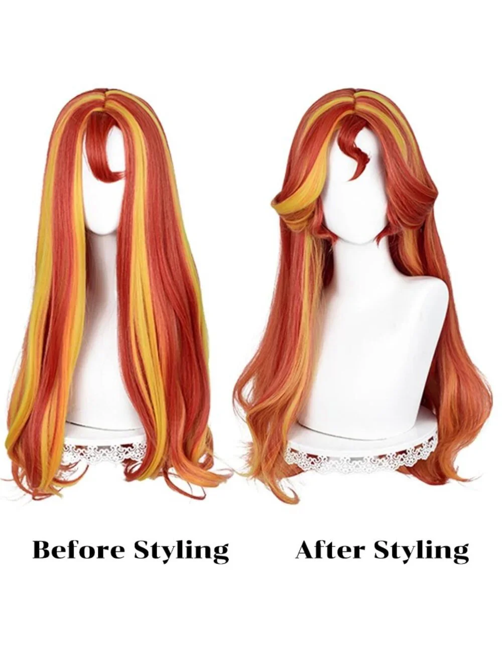 Women's 31.5 Inch Orange Yellow Wig Straight Synthetic Cosplay Halloween Costume